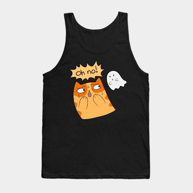 Oh no! Cat and Ghost Tank Top by saradaboru